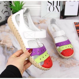 Sandali da donna in pelle con Artiker traforati bianca multicolore 1