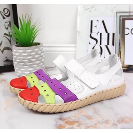 Sandali da donna in pelle con Artiker traforati bianca multicolore 2