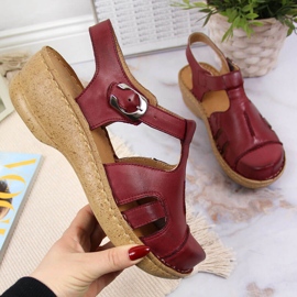 Sandali in pelle costruiti in bordeaux Łukbut 656 rosso 1