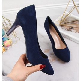 Décolleté su uno stiletto Sergio Leone in suede blu navy 1