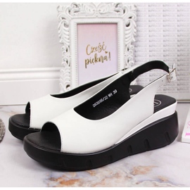 Sandali da donna in pelle su zeppa bianca Filippo 2