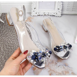 Sandali da donna trasparenti con pietre Sabatina argento d'argento 1