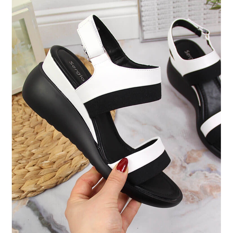 Sandali da donna con zeppa bianca Sergio Leone 1