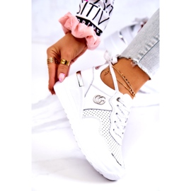 S.Barski Scarpe sportive da donna in pelle Sneakers bianche Loissa bianca d'argento 3