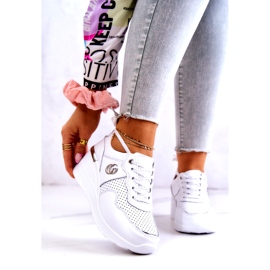 S.Barski Scarpe sportive da donna in pelle Sneakers bianche Loissa bianca d'argento 1