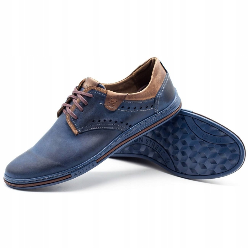 Polbut Scarpe casual 402 da uomo, colore blu navy e marrone 3