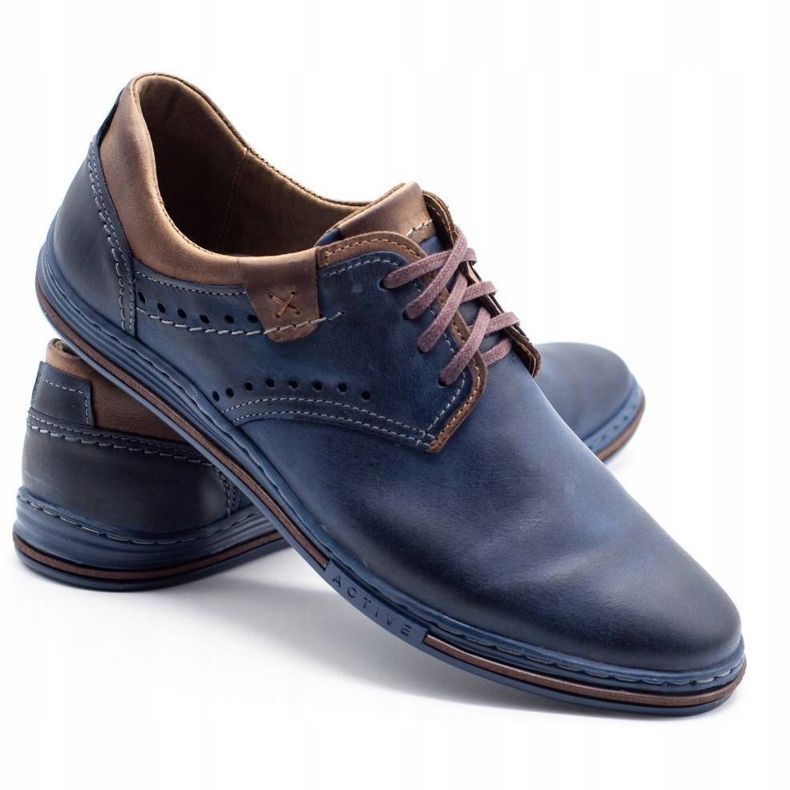 Polbut Scarpe casual 402 da uomo, colore blu navy e marrone 4