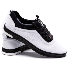 Polbut Scarpe casual da uomo in pelle K24, bianche con suola nera bianco 3