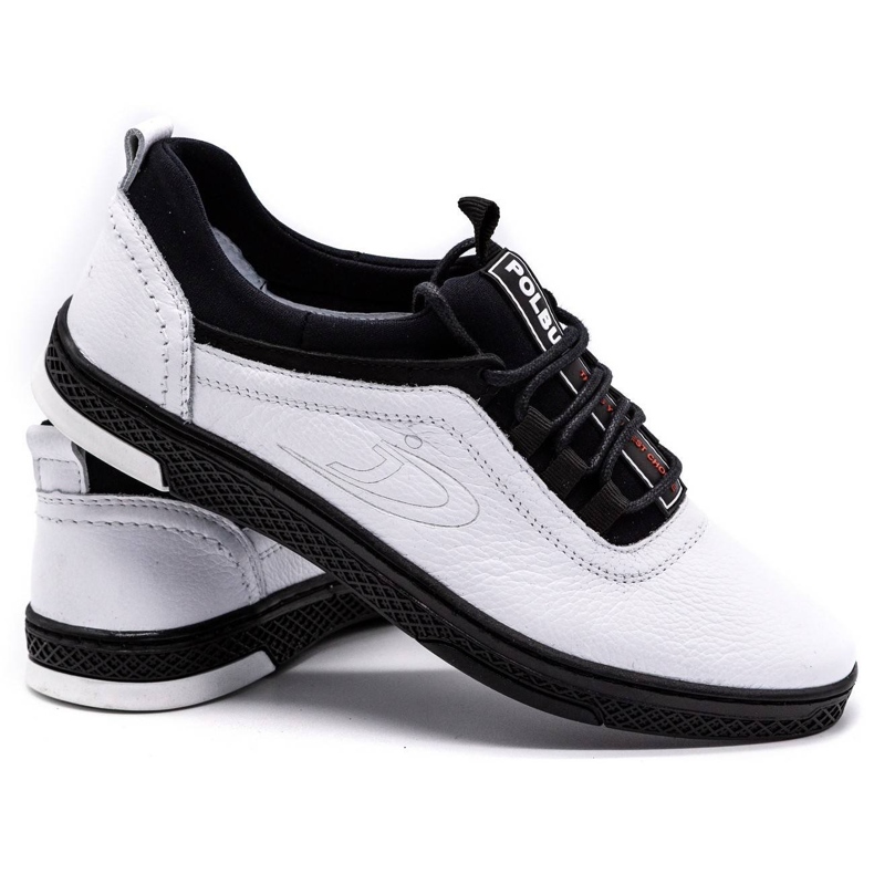 Polbut Scarpe casual da uomo in pelle K24, bianche con suola nera bianco 3