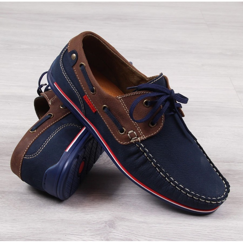 Mocassini casual da uomo in pelle blu navy Gregor 1