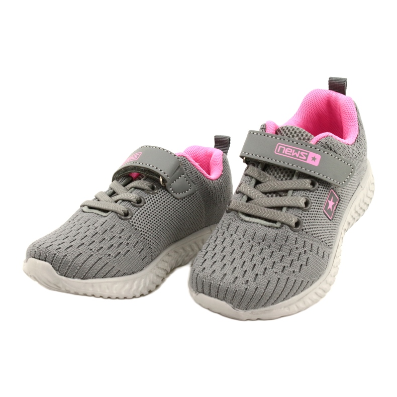 NEWS Scarpe sportive per bambini per la rosa grigio in velcro 22Z23-4843-m 4