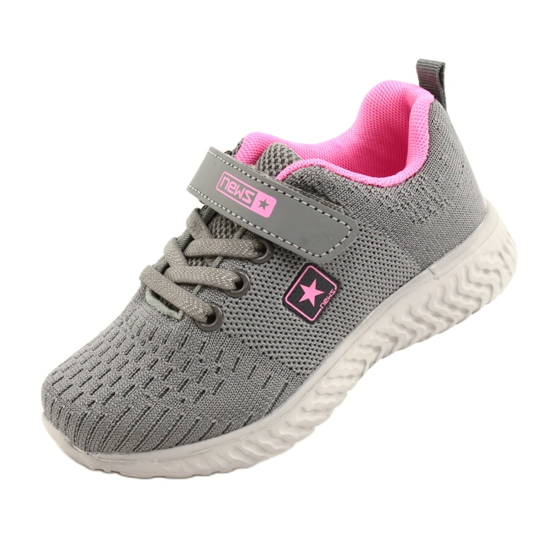 NEWS Scarpe sportive per bambini per la rosa grigio in velcro 22Z23-4843-m 6