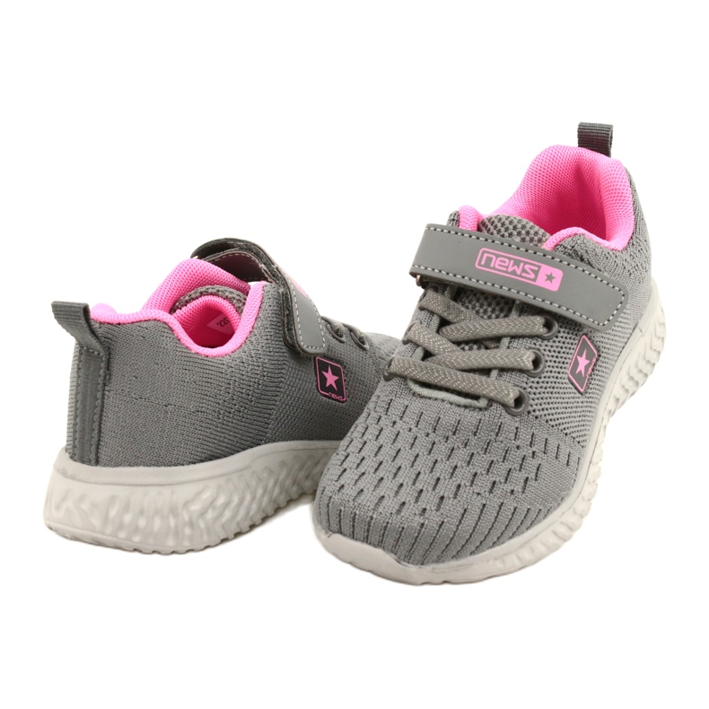 NEWS Scarpe sportive per bambini per la rosa grigio in velcro 22Z23-4843-m 5