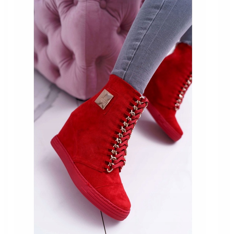 Sneakers Donna Lu Boo Con Catene Scamosciato Rosso Monica 2