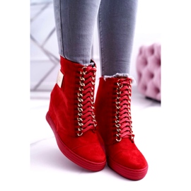 Sneakers Donna Lu Boo Con Catene Scamosciato Rosso Monica 3