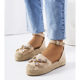 Espadrillas beige con zirconi Taimi 1