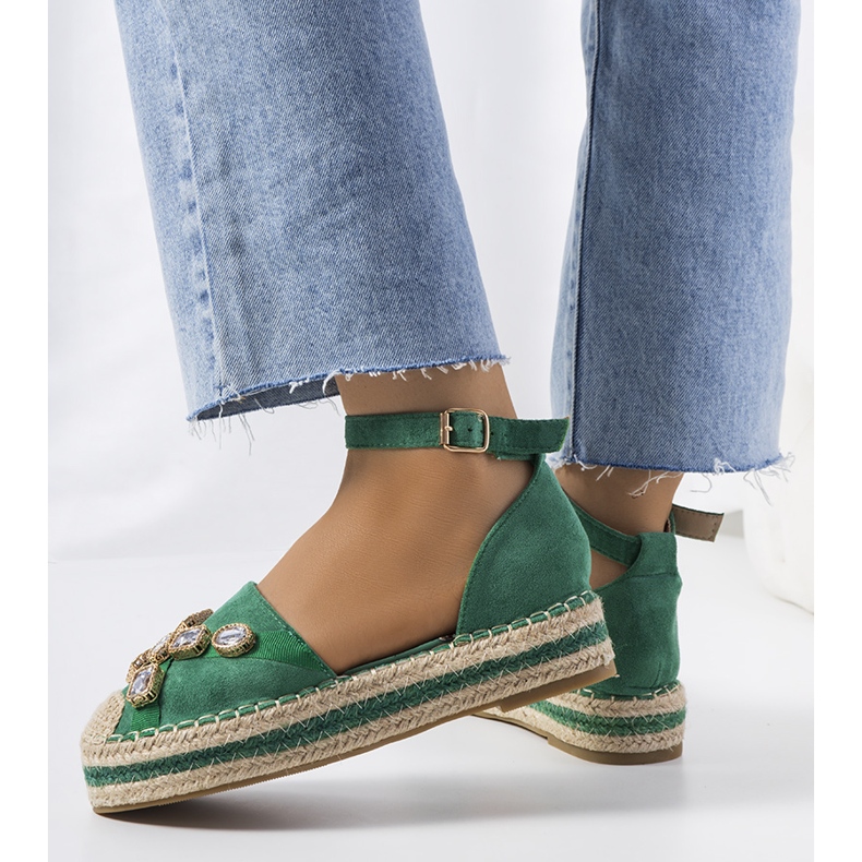 Espadrillas verdi con zirconi Taimi verde 1