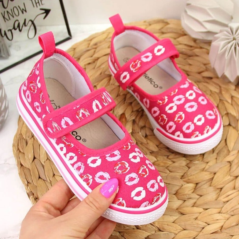 Ciabatte ballerine in velcro per scuola materna rosa Jr Atletico 1