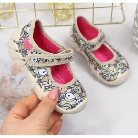 Ciabatte Ballerina con velcro beige Jr. Befado 1