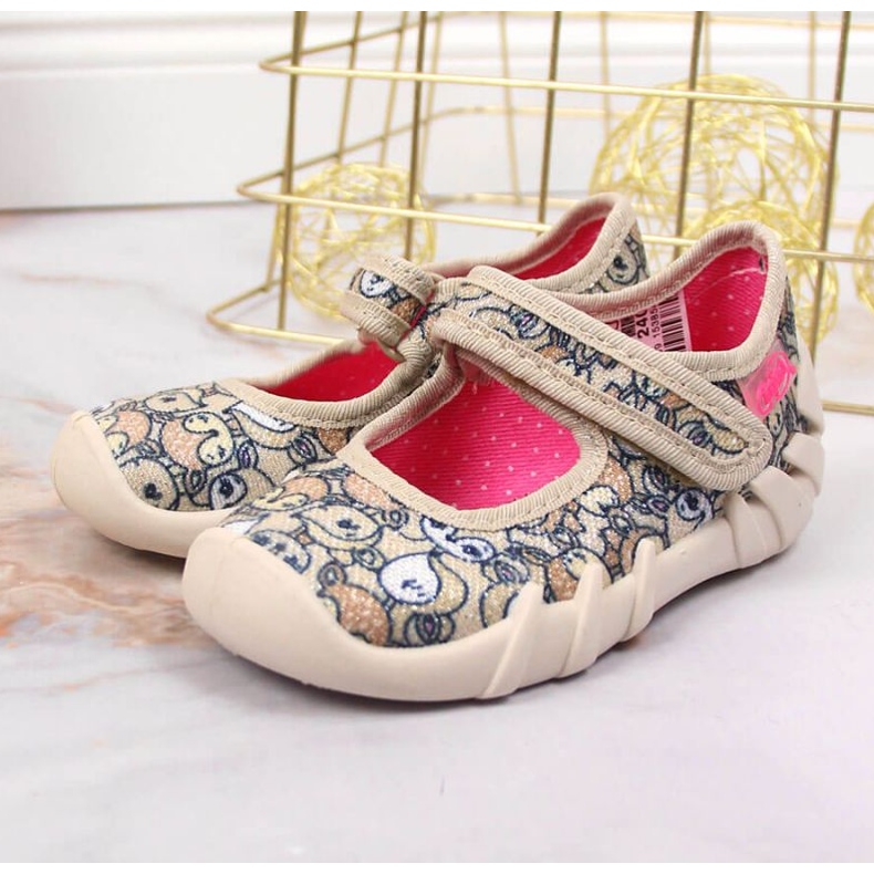 Ciabatte Ballerina con velcro beige Jr. Befado 2