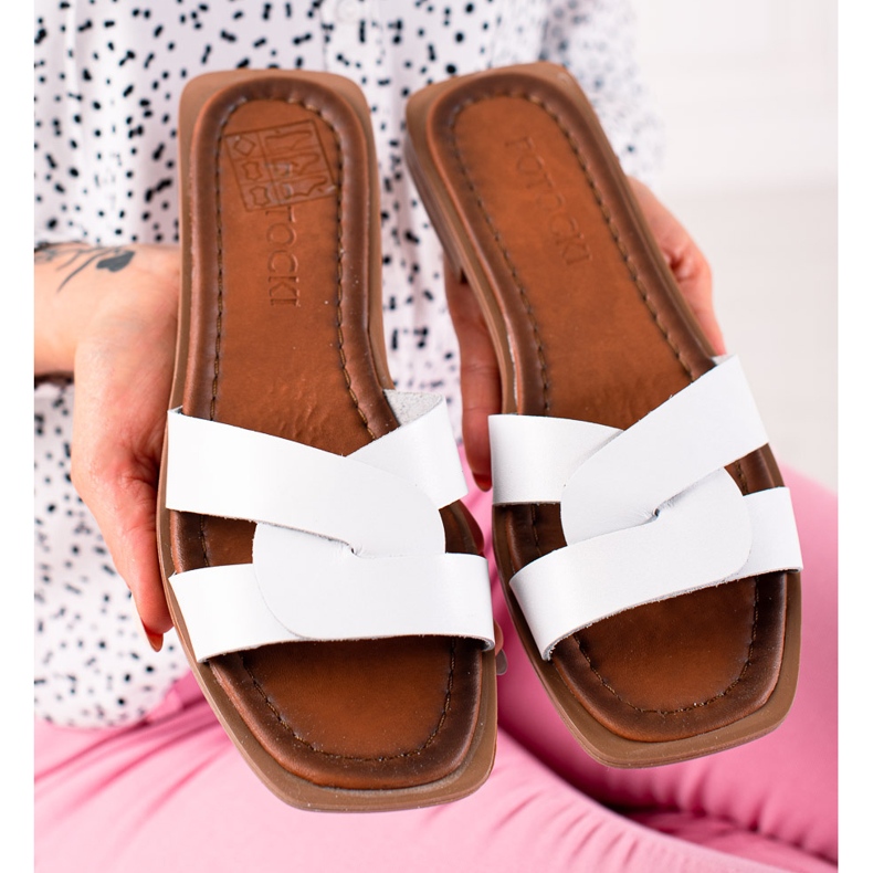 W. Potocki Pantofole in pelle bianca Potocki 1