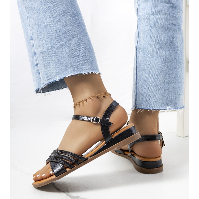 Sandali neri con zirconi Parade nero 1