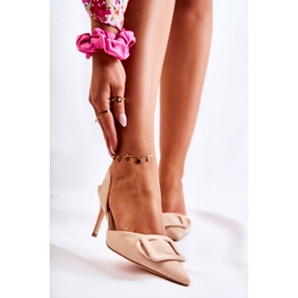PS1 Tacchi Alti In Pelle Scamosciata Con Punta Spitz Beige Emberly 1