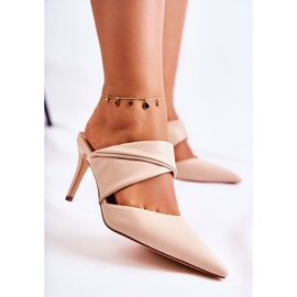 PS1 Ciabatte in pelle su un tacco alto Aveline beige 2