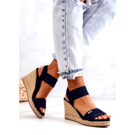 Sandali da donna con zeppa Big Star JJ274977 blu navy 3