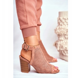 FB1 Stivali Openwork Donna Peep Toe Pink Paradise marrone 3