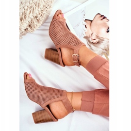 FB1 Stivali Openwork Donna Peep Toe Pink Paradise marrone 4