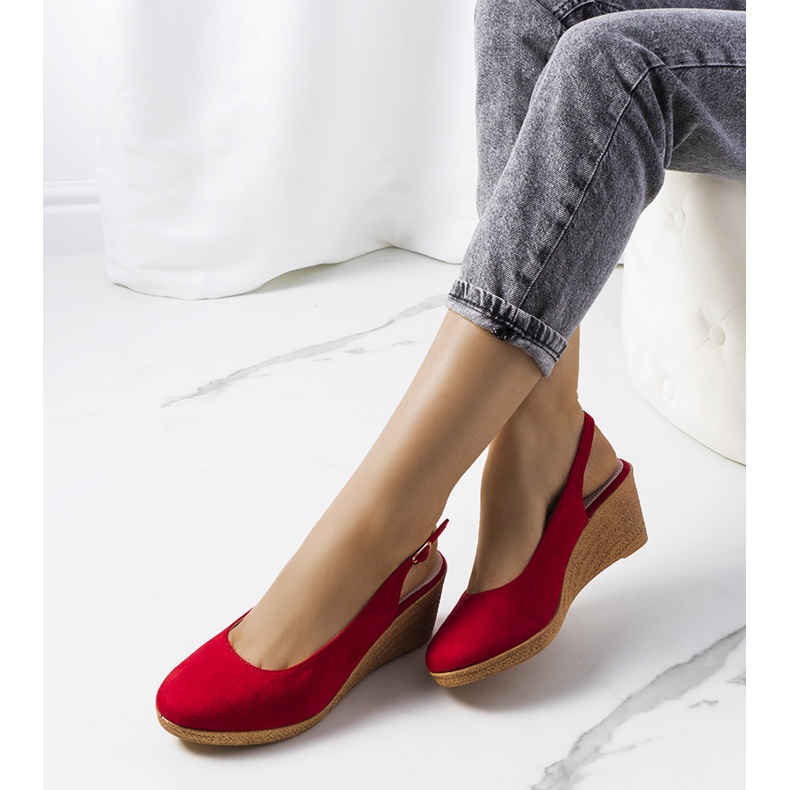 Espadrillas rosse sulla zeppa Ribeiro rosso 1