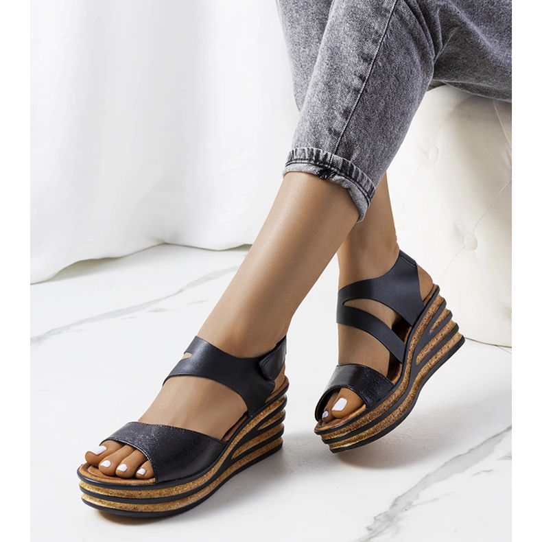 Espadrillas nere su zeppe Burley nero 1