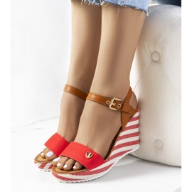 Espadrillas rosse sulla zeppa Storey marrone rosso 1