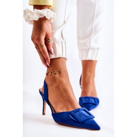 PS1 Tacchi Alti In Pelle Scamosciata Con Punta In Spitz Emberly Blu Scuro 1