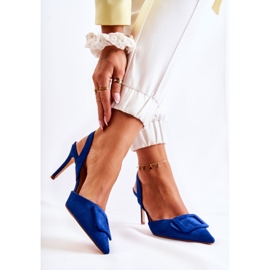 PS1 Tacchi Alti In Pelle Scamosciata Con Punta In Spitz Emberly Blu Scuro 2
