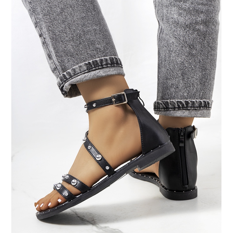 Sandali neri con borchie Krolt nero 1