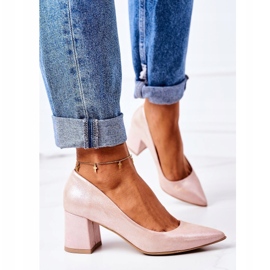 Décolleté in raso con motivo animalier Lewski Shoes 2801 Rosa 2
