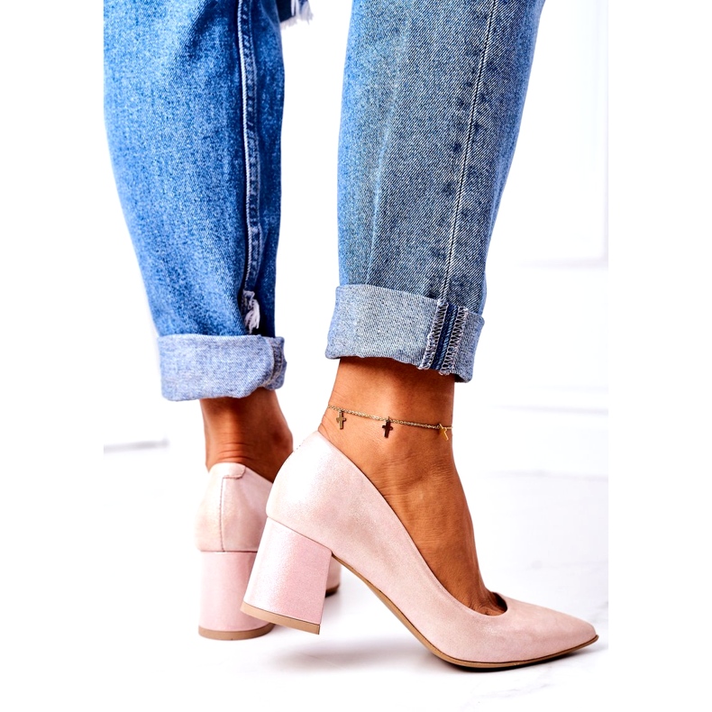Décolleté in raso con motivo animalier Lewski Shoes 2801 Rosa 4