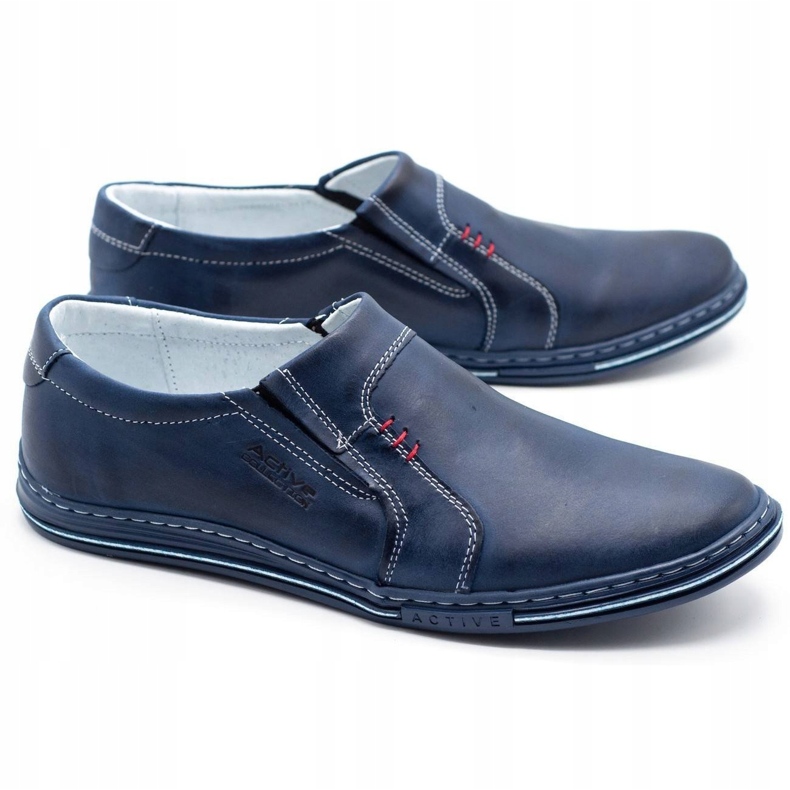 Polbut Scarpe da uomo in pelle 334 blu navy 3