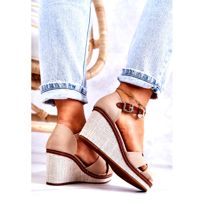PS1 Sandali da donna con zeppa Veenus beige scuro marrone 4