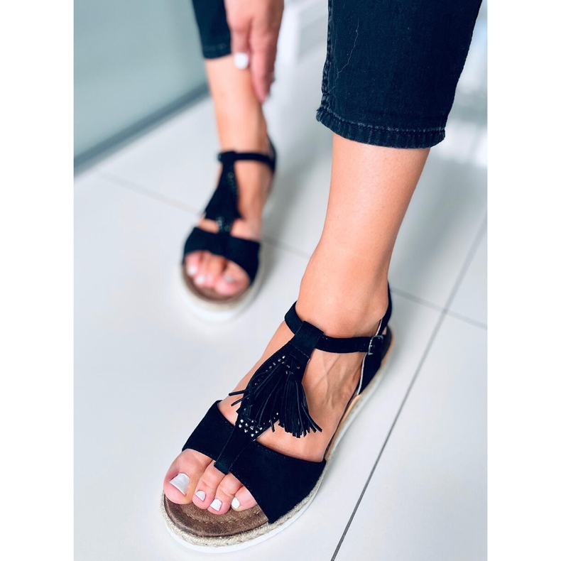 Sandali espadrillas sulla zeppa Bessi Black nero 1