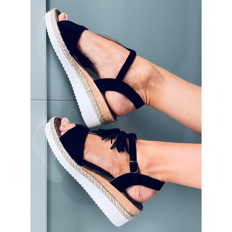 Sandali espadrillas sulla zeppa Bessi Black nero 2