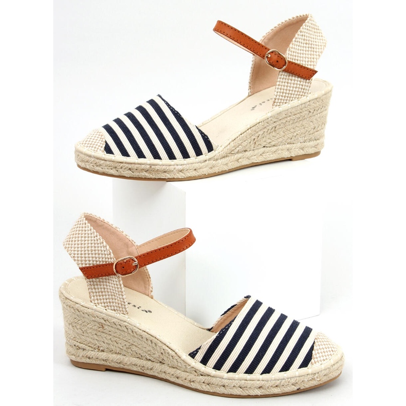 Espadrillas a righe blu Irma beige blu navy 1