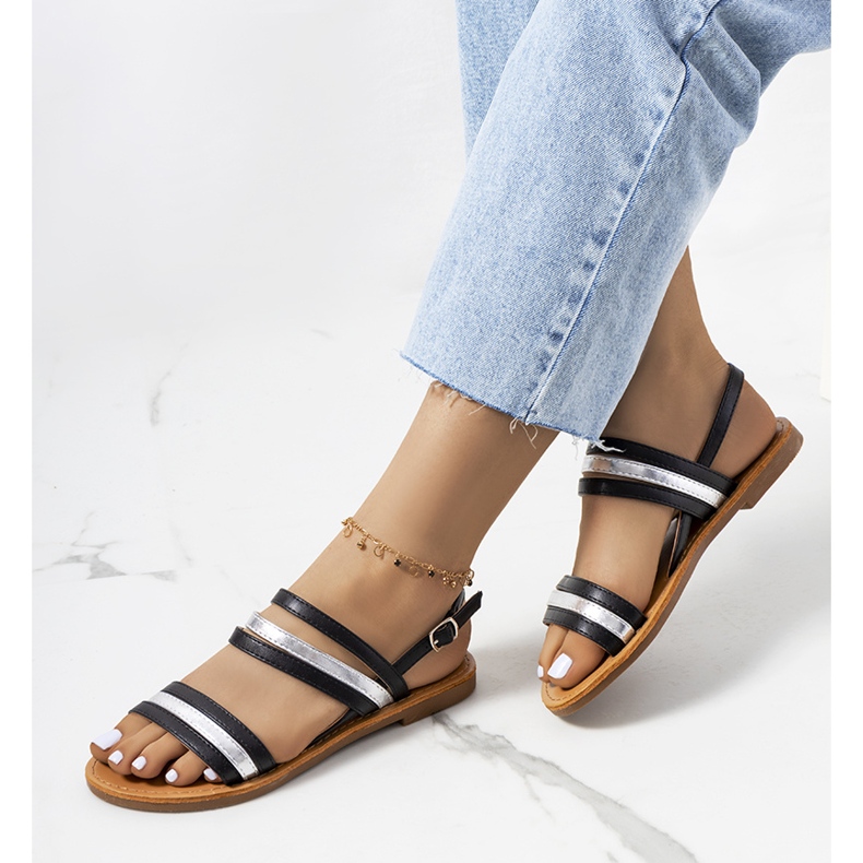 Sandali Hibbins da donna neri nero argento 1