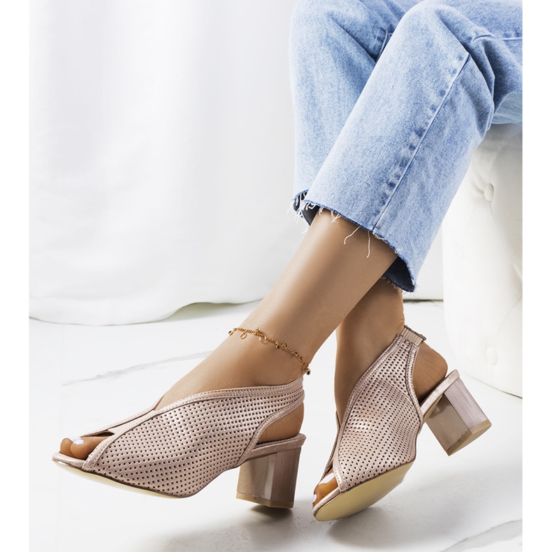 Sandali traforati rosa rush d'oro 1