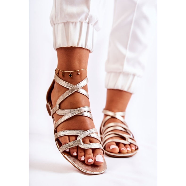 Sandali in pelle Maciejka 05523-25 ​​da donna Oro d'oro 1