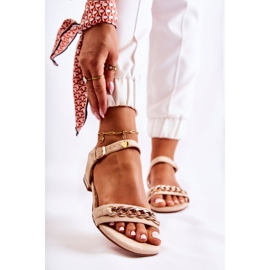 Vinceza Sandali In Pelle Scamosciata Da Donna Con Catena Beige Norine d'oro 1