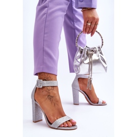 NFR Sandali da donna su un tacco Silver Glitter Joalice d'argento 2