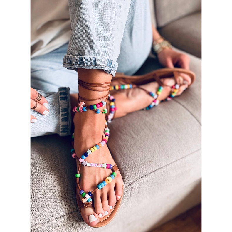 Donne romane con perline Megh Camel marrone 1